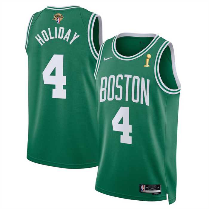 Mens Boston Celtics #4 Jrue Holiday Green 2024 Finals Champions Icon Edition Stitched Basketball Jersey Dzhi